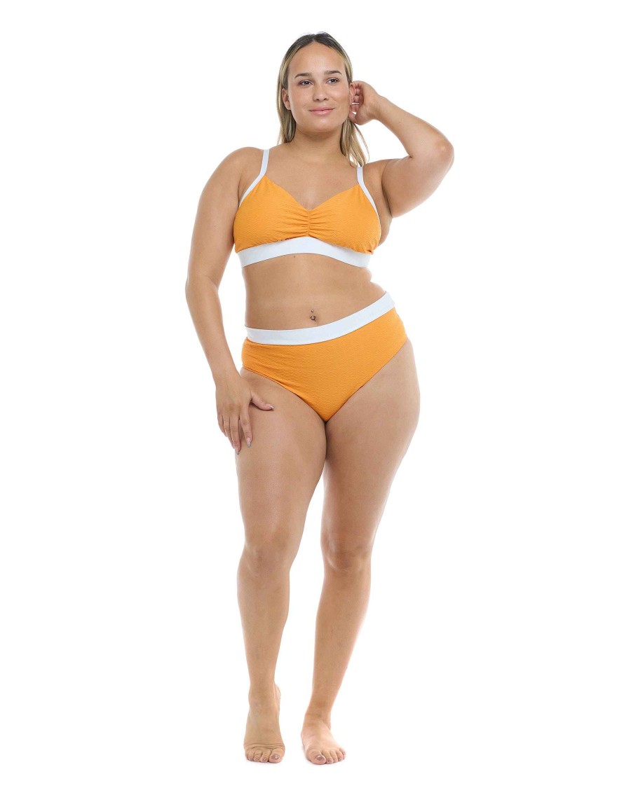 Swimwear SGS Plus Size Swimwear | Ripple Drew Plus Size Swim Top Yellow