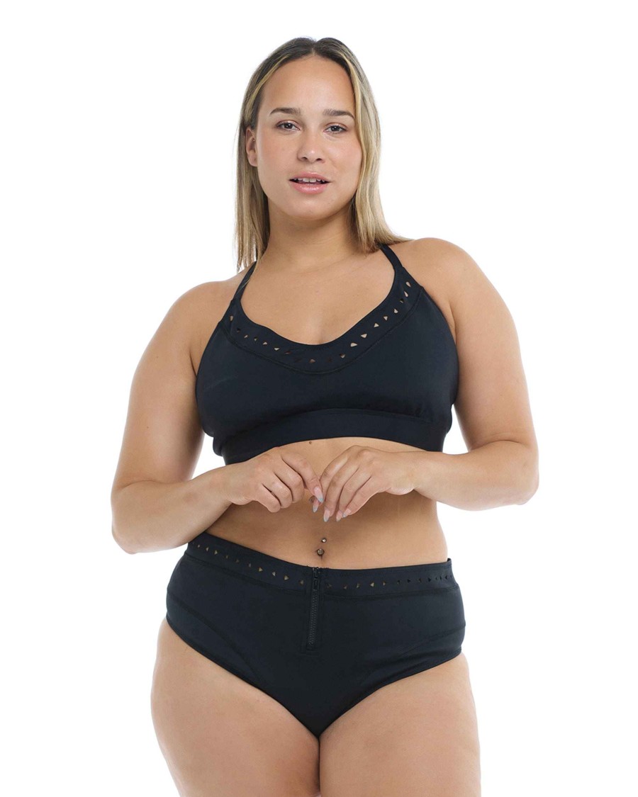 Swimwear SGS Plus Size Swimwear | Constellation Plus Size Ruth Fixed Triangle Swim Top Black