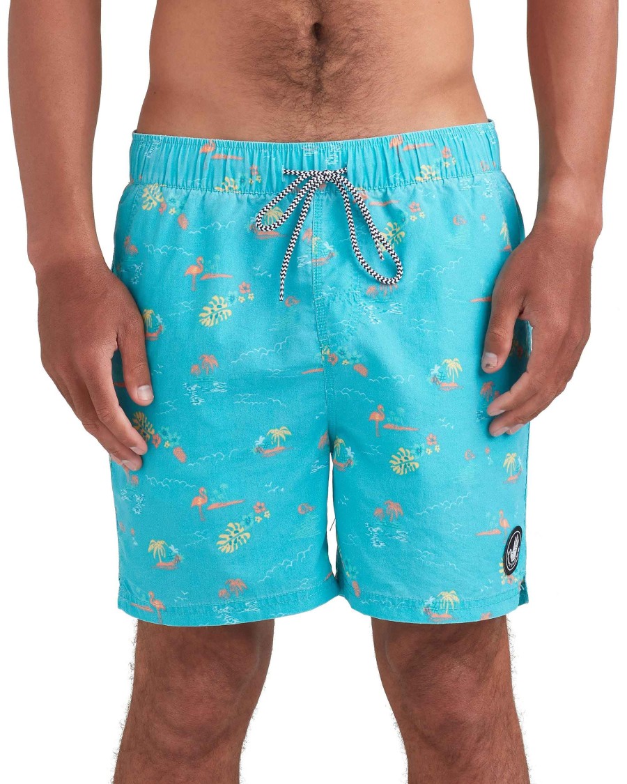 Swimwear Island Daze Boardshorts | Shorepounds 17" Elastic Waist Swim Short Blue