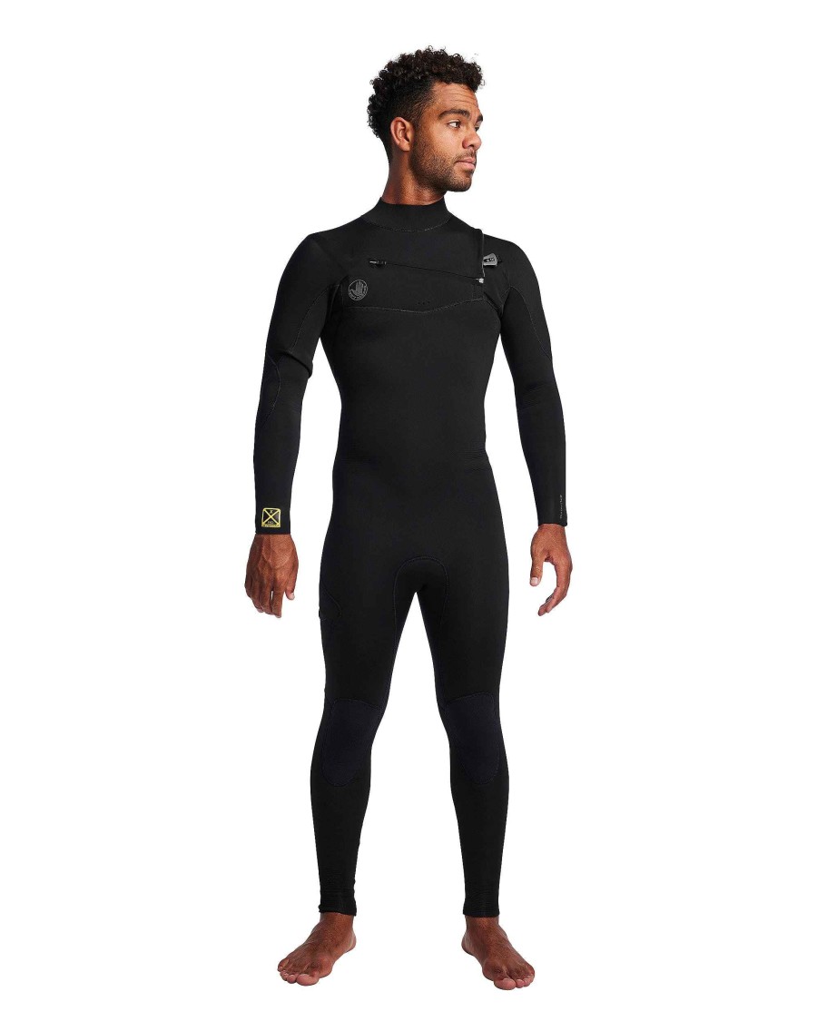 Men SDI Wetsuits | Men'S Gold Cell 2/2Mm Slant Zip Fullsuit Black