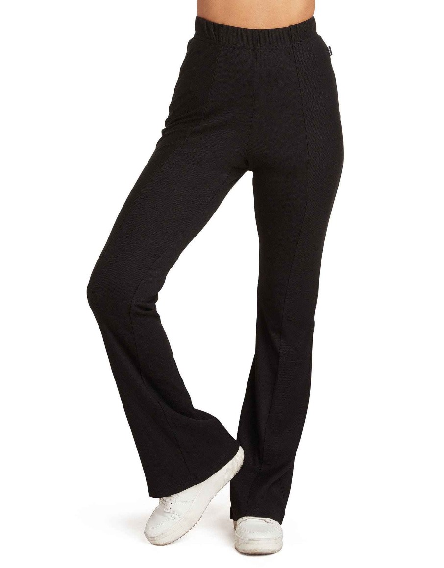 Women Jerry Leigh Leggings | Kendal High Waisted Ribbed Flare Legging Black