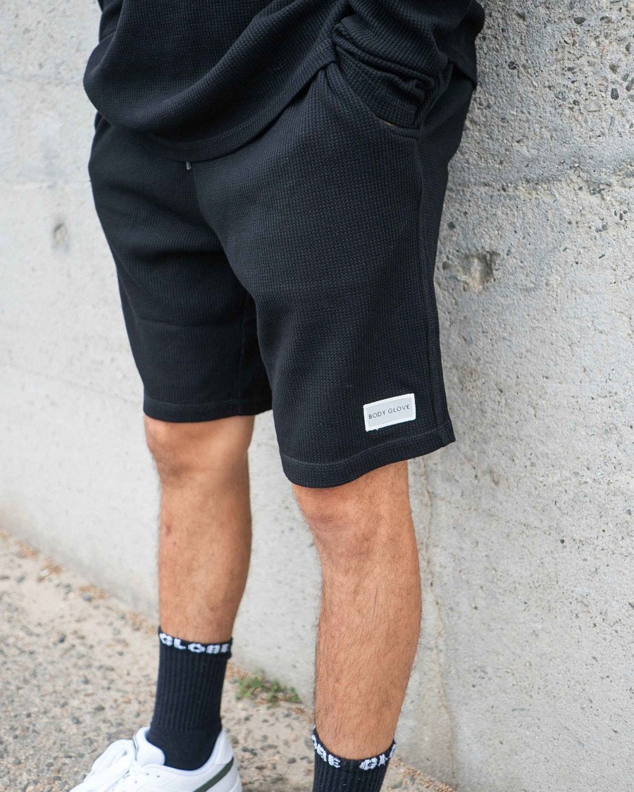 Men Jerry Leigh Shorts | Men'S Waffle Weave Gym Shorts Black