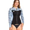 Boards SDI Wetsuits | Stellar .5Mm Long-Arm Front Zip Wetsuit Top - Blue Floral Print Blue/Black Print