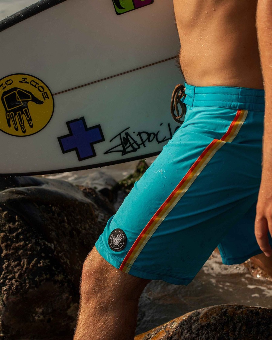 Swimwear Island Daze Boardshorts | Hermosa 18" Side-Stripe Boardshort Aqua