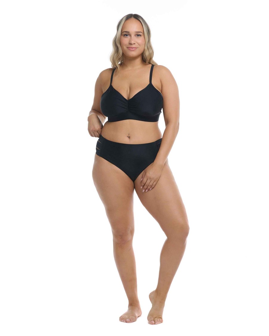 Swimwear SGS Plus Size Swimwear | Smoothies Drew Plus Size Bikini Top Black