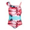 Kids Babyfair Paddle Pals | Toddler Girls' Ruffled Palm-Print One-Piece Swimsuit Pink & Aqua