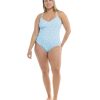 Swimwear SGS Plus Size Swimwear | Flowery Skies Sandbar Plus Size One-Piece Swimsuit Baby Blue