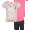 Kids Babyfair Apparel & Activewear | Girls' Three-Piece Foil Heart Logo Set (7-12) Pink & Black