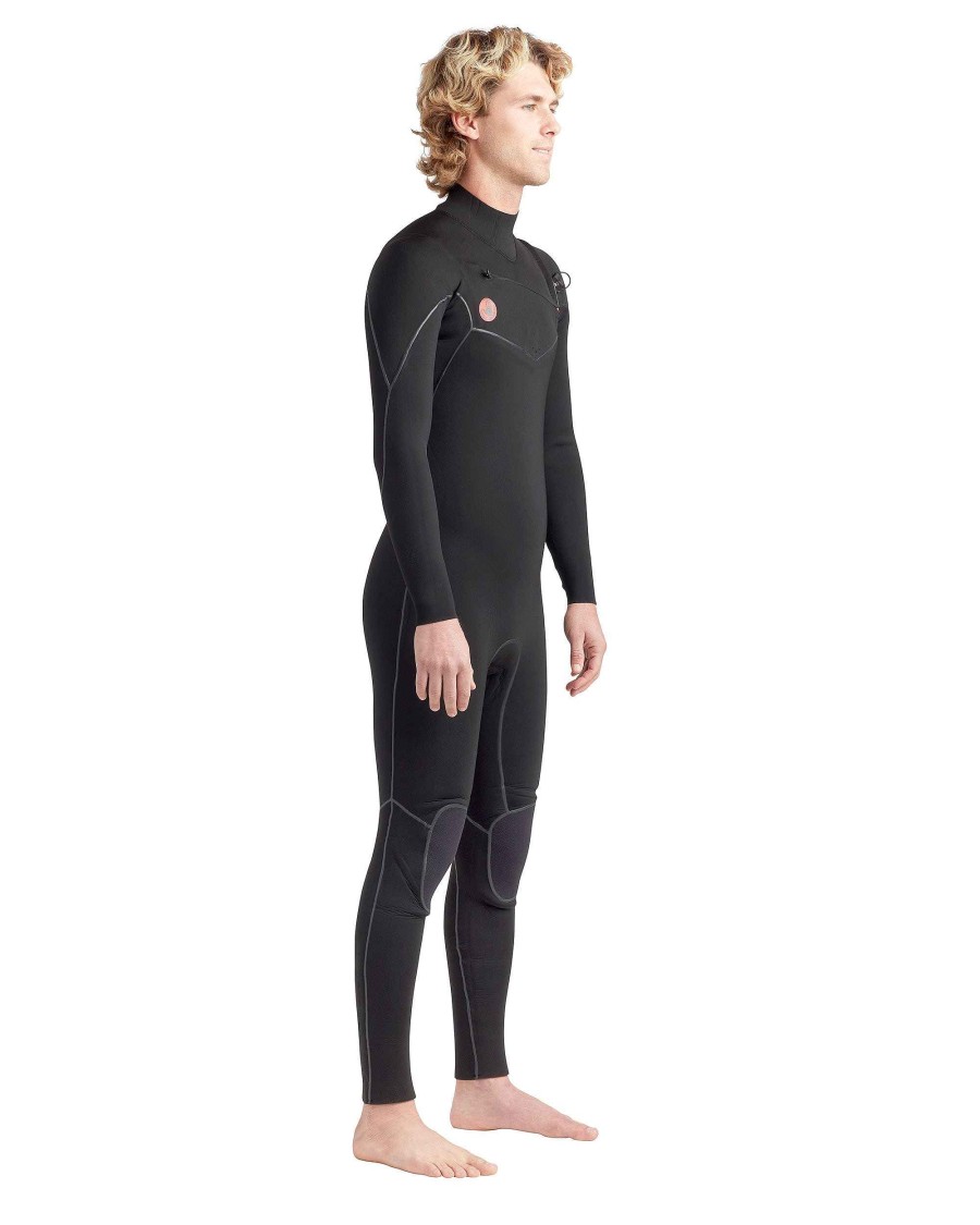 Men SDI Wetsuits | Red Cell 3/2Mm Men'S Chest-Zip Fullsuit Black