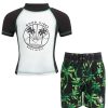 Kids Babyfair Swimwear | Toddler Boys' Rash Guard & Swim Shorts Set Green Palm