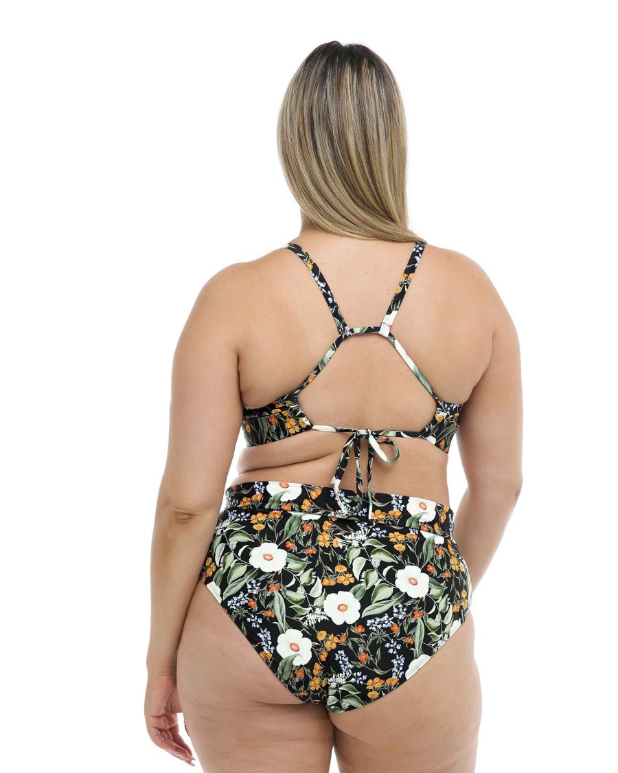 Swimwear SGS Plus Size Swimwear | Inflorescence Drew Plus Size Bikini Top Black