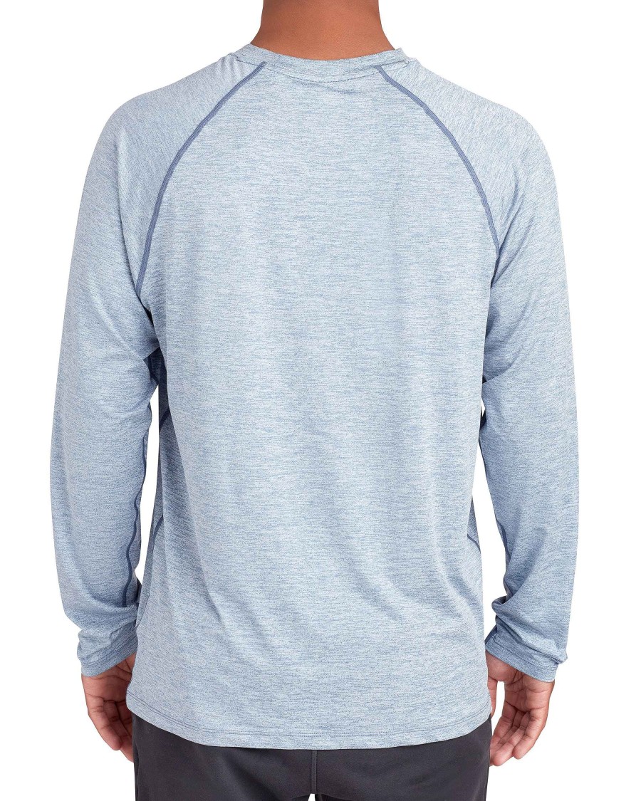 Men Jerry Leigh T-Shirts & Tops | Long-Sleeved Raglan Upf 50+ T-Shirt Blue