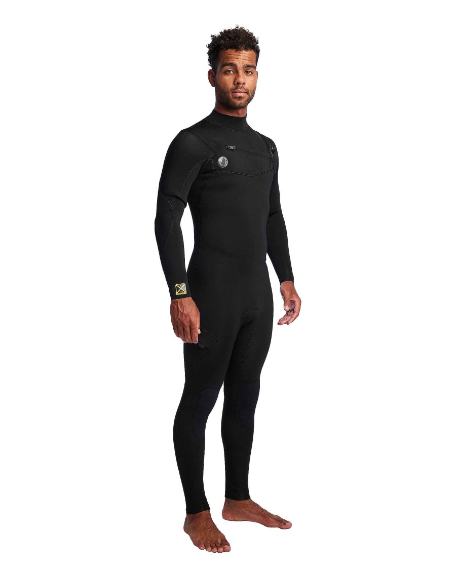 Men SDI Wetsuits | Men'S Gold Cell 4/3Mm Slant Zip Fullsuit Black