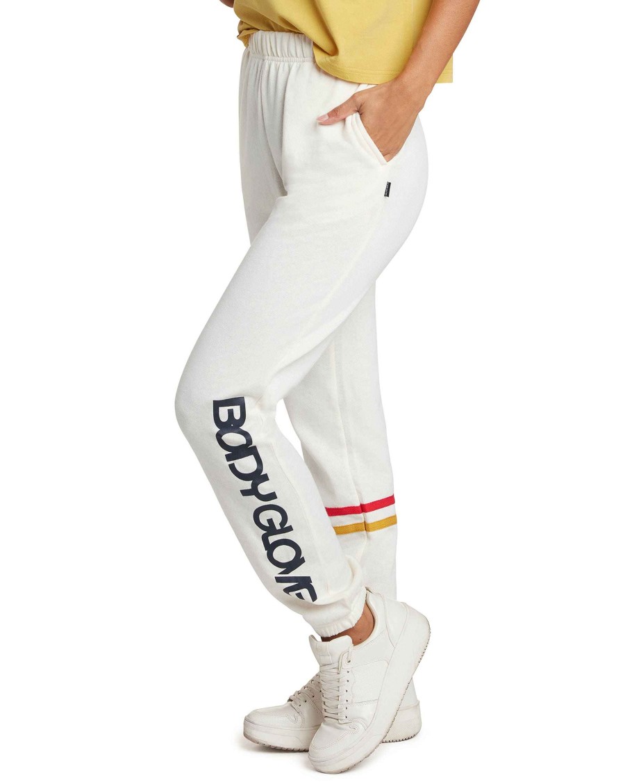 Women Jerry Leigh Sets | Retro Elastic Waist Jogger Sweatpants Cream