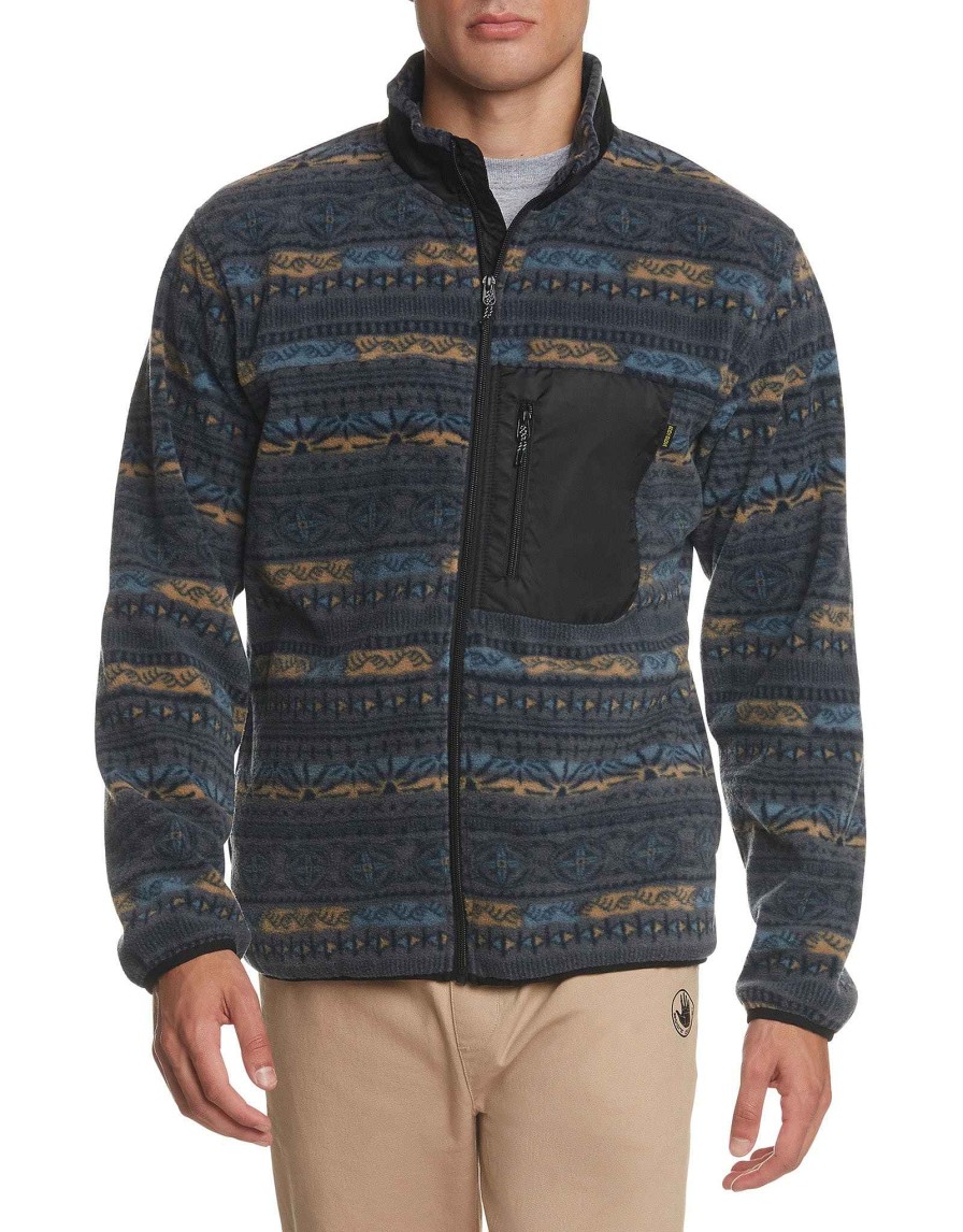 Men Jerry Leigh Hoodies & Jackets | Timeless Tribal Fleece Jacket - Tribal Black- Sand Print