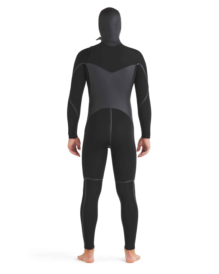 Wetsuits SDI Fullsuits | Phoenix 5.5/4.5Mm Men'S Chest-Zip Hooded Fullsuit Black