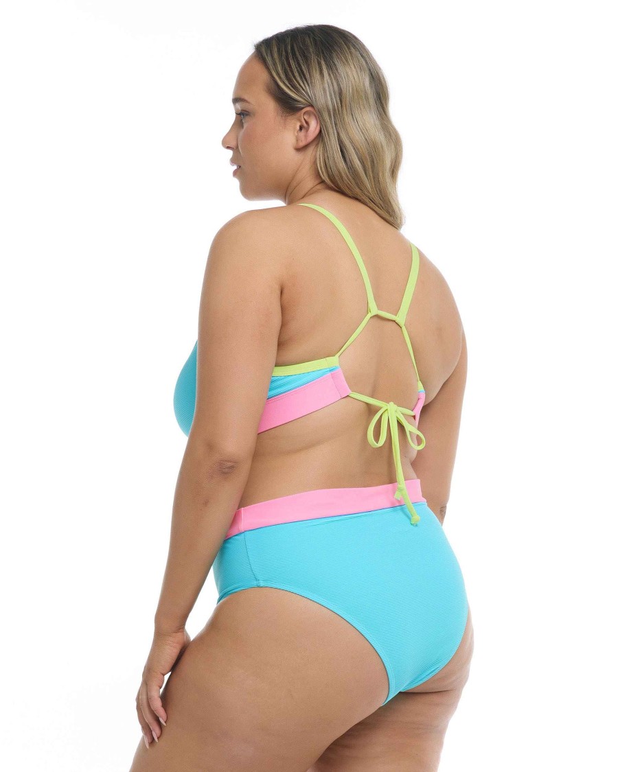 Swimwear SGS Plus Size Swimwear | Spectrum Marlee Plus Size High-Waist Bikini Bottom Cyan