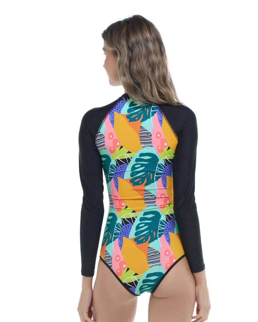 Swimwear SGS Cross-Overs | Curacao Channel Cross-Over Long Sleeve Swimsuit Multi