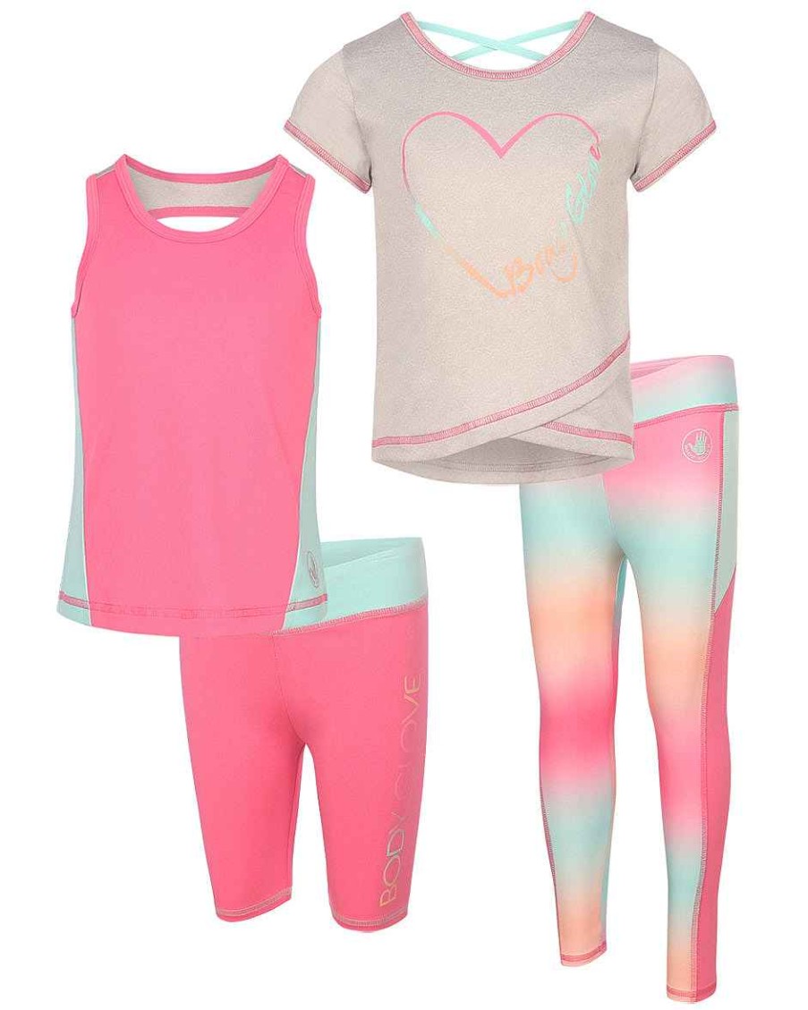 Kids Babyfair Apparel & Activewear | Girls' Four-Piece Gradient Foil Heart Logo Set (7-12) Multi