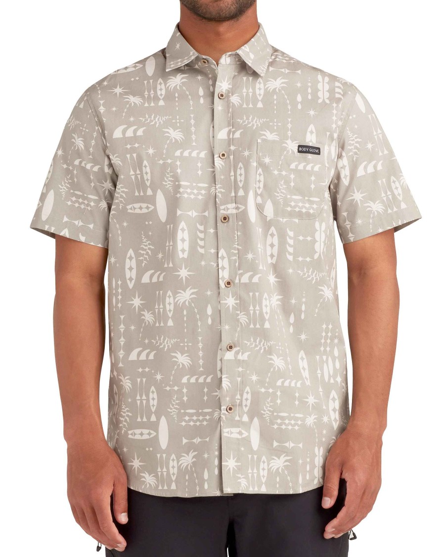 Men Island Daze Button Up Shirts | Outrigger Button-Up Shirt Natural