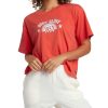 Women Jerry Leigh Tops | Radiant Short-Sleeved Relaxed Fit Crop T-Shirt Fiery Red