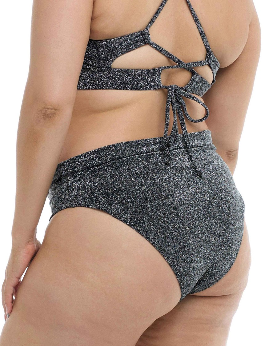 Swimwear SGS Plus Size Swimwear | Stardust Marlee Plus Size High-Waist Bikini Bottom Black