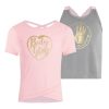 Kids Babyfair Apparel & Activewear | Girls' Short-Sleeve Shirt And Tank Top Set (7-12) Pink & Grey