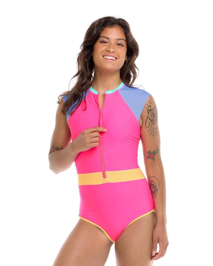 Swimwear SGS Cross-Overs | Vibration Stand Up One-Piece Swimsuit Bubble Gum