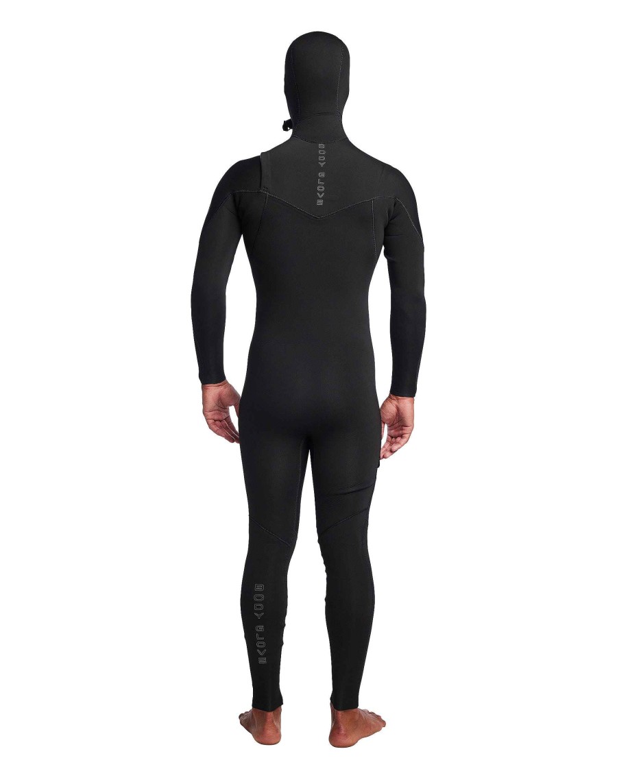 Men SDI Wetsuits | Men'S Gold Cell Hooded Chest Zip 4/3Mm Fullsuit Black