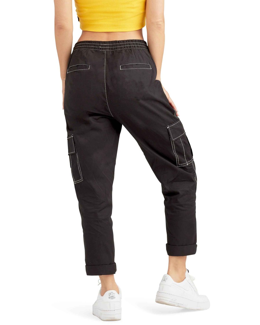 Women Jerry Leigh Bottoms | Camelia Mid-Rise Cargo Pants Black