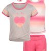 Kids Babyfair Apparel & Activewear | Girls' Three-Piece Gradient Heart Graphic Set (7-12) Pink & Peach