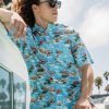 Men Island Daze Button Up Shirts | Castaway Button-Up Shirt Blue