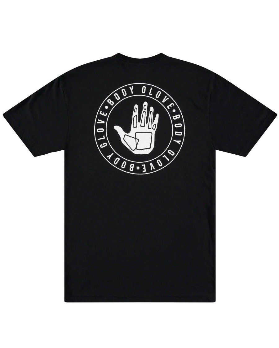 Men Green Coast Graphics T-Shirts & Tops | Men'S Circle Text Hand Logo Black