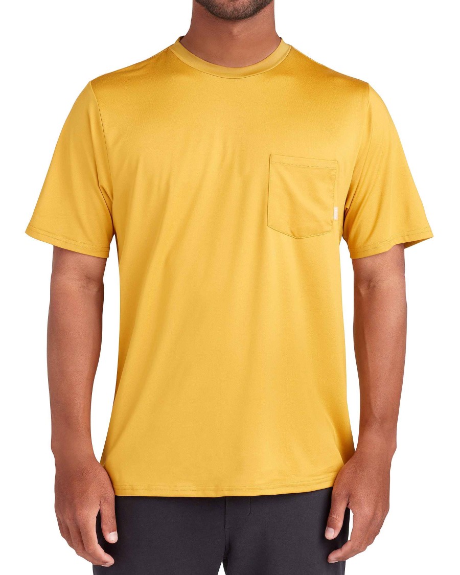 Men Jerry Leigh T-Shirts & Tops | Short-Sleeved Pocket Upf 50+ T-Shirt Mustard