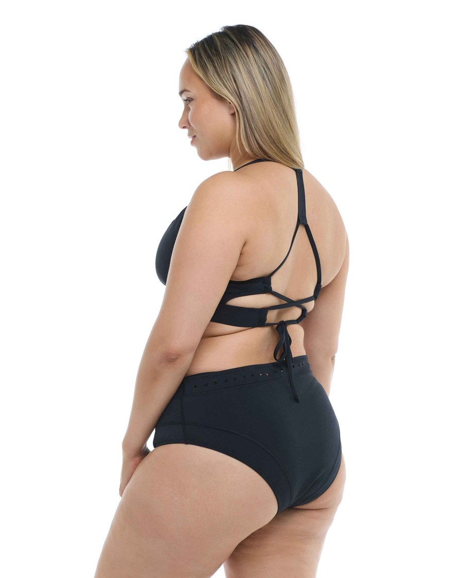 Swimwear SGS Plus Size Swimwear | Constellation Marlee Plus Size High-Waist Bikini Bottom Black