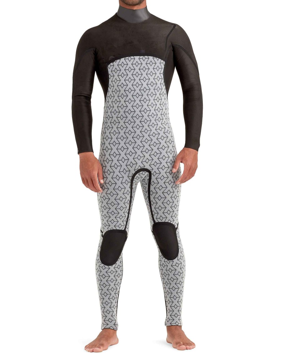 Men SDI Wetsuits | Variant 4/3Mm Men'S Chest-Zip Fullsuit - Grey/Black Grey-Black