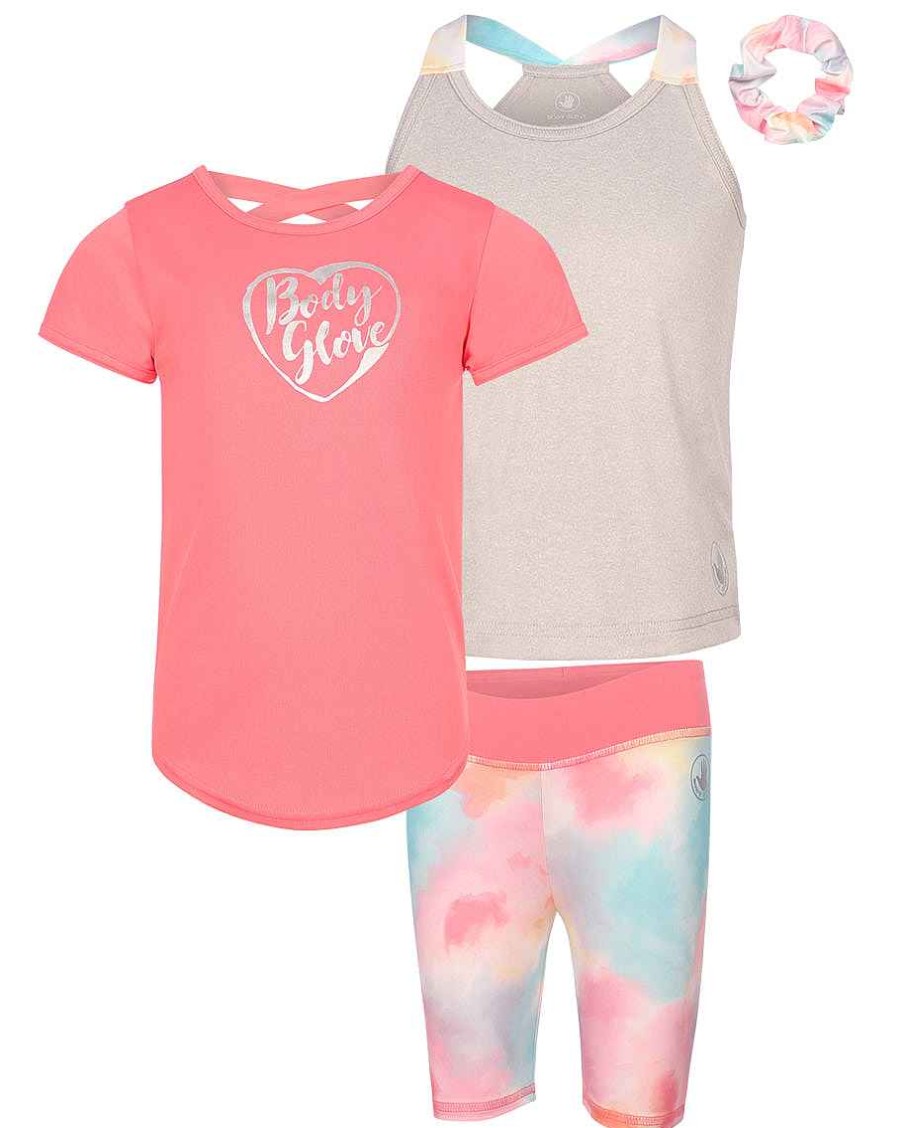 Kids Babyfair Apparel & Activewear | Girls' Three-Piece Tie-Dye Foil Heart Set (7-12) Multi