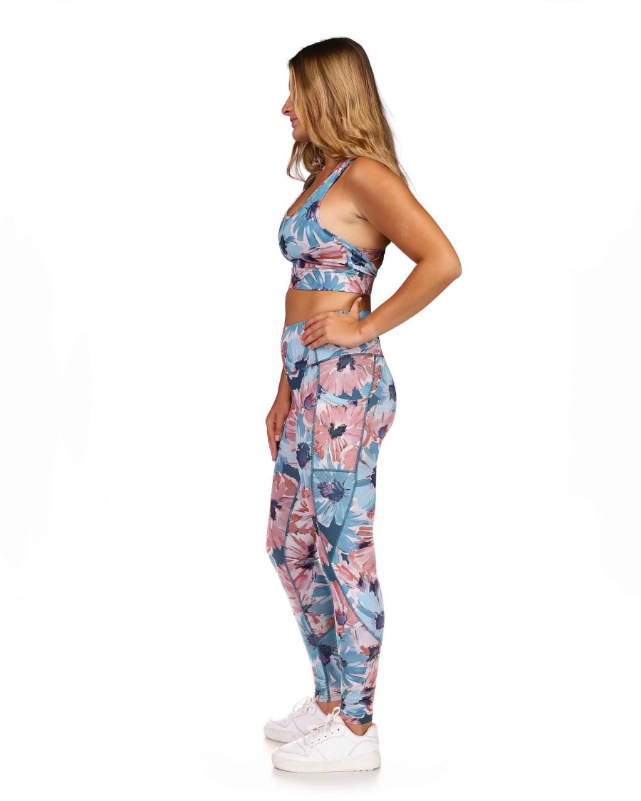 Women S2 Activewear | All-Over-Print Full-Length Legging With Pockets Daisy Teal