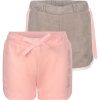 Kids Babyfair Apparel & Activewear | Girls' Solid And Side-Stripe Shorts Set (7-12) Light Pink & Grey