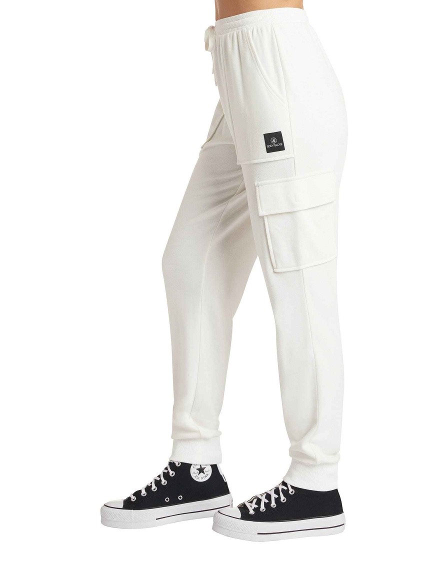 Women Jerry Leigh Bottoms | Midnight Hour High-Rise Cargo Jogger Sweatpants Cream