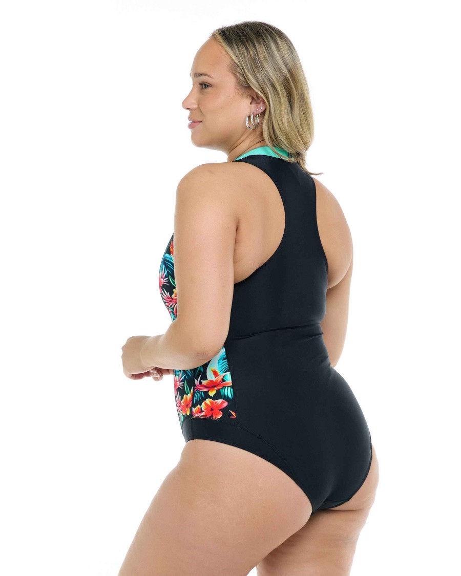 Swimwear SGS One-Pieces | Colola Edith Plus Size One-Piece Swimsuit Colola / Black