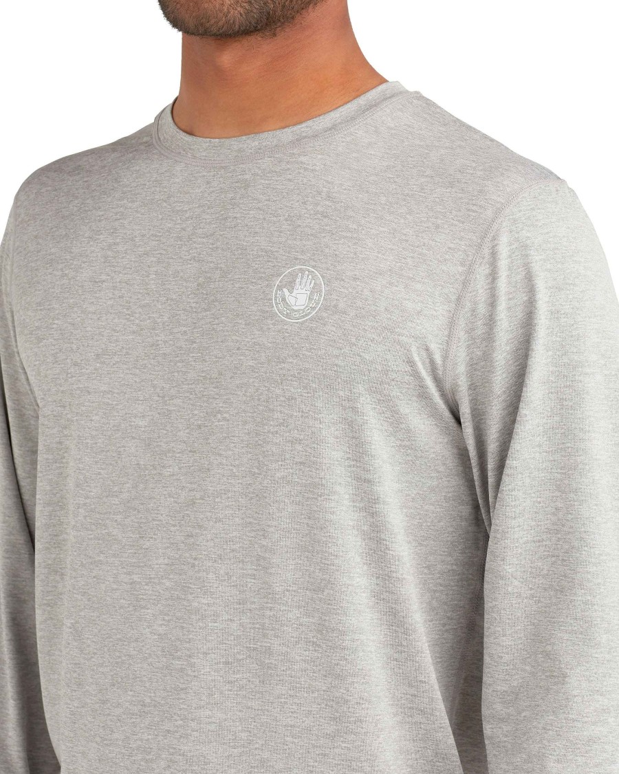 Men Island Daze T-Shirts & Tops | Men'S Descanso Long-Sleeve Sun Shirt Heathered Grey