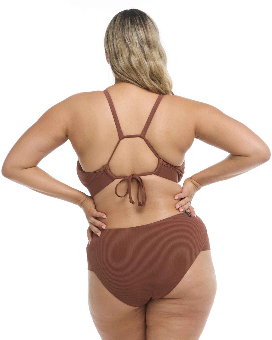 Swimwear SGS Plus Size Swimwear | Ibiza Drew Plus Size Swim Top Brown