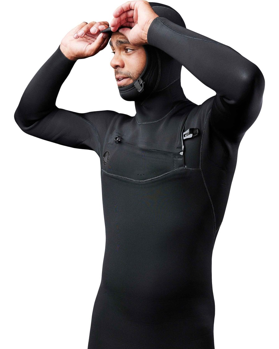 Men SDI Wetsuits | Men'S Gold Cell Hooded Chest Zip 5/4/3Mm Fullsuit Black