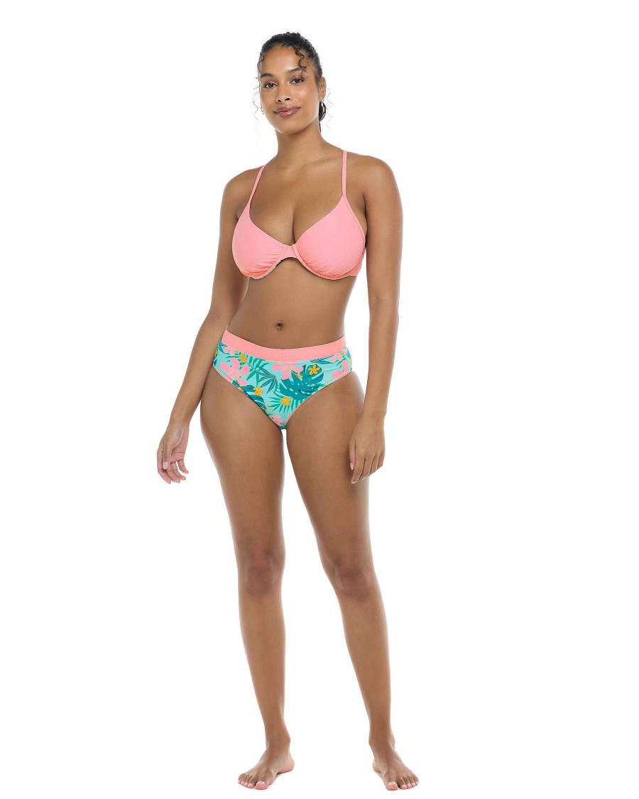 Swimwear SGS D-F Cup Tops | Flor Nove Solo Reversible D-F Cup Bikini Top Flor Nove / Sea Mist