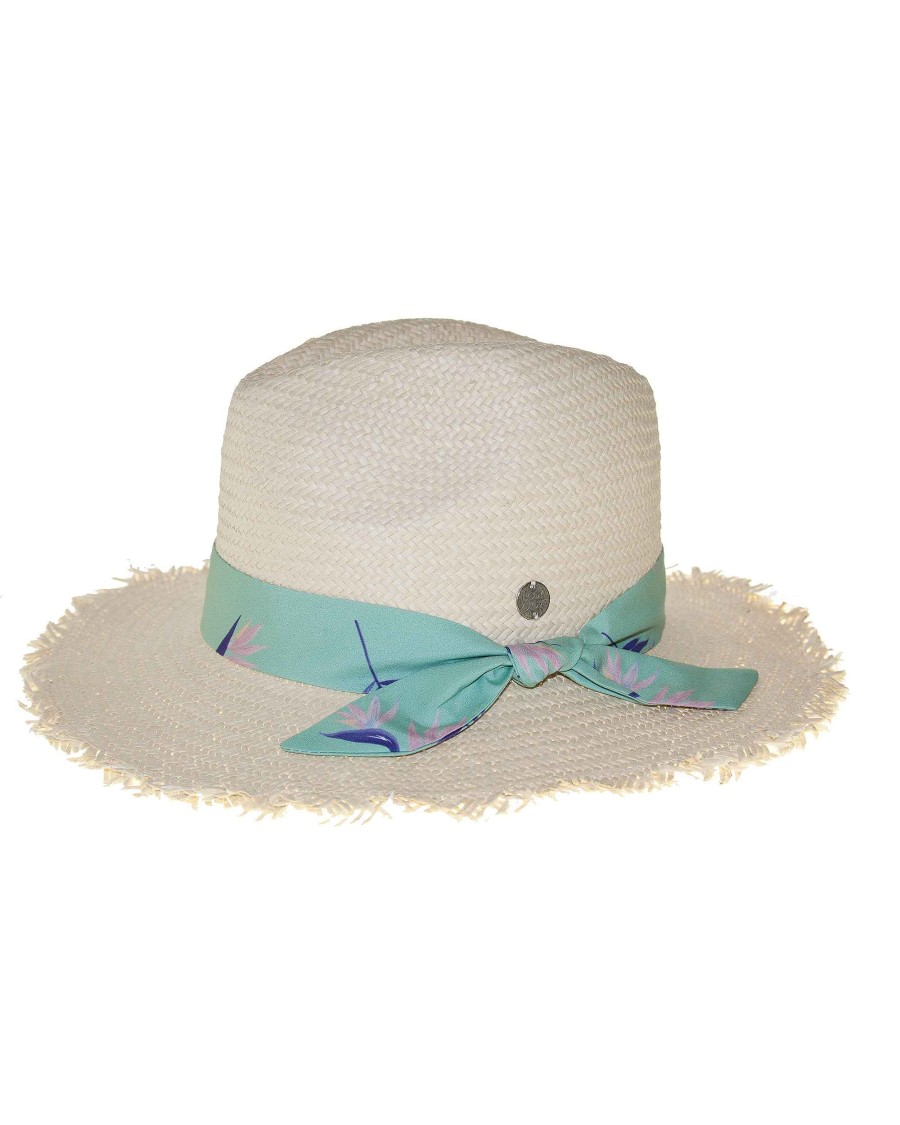 Women FGX Headwear | Woven Straw Panama Hat Floral