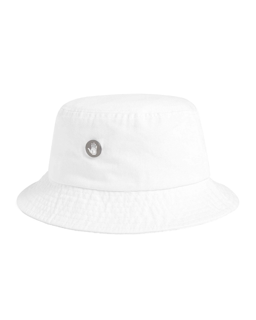 Women Riviera Supply Headwear | Tati X Body Glove Hand Logo Bucket Hat White