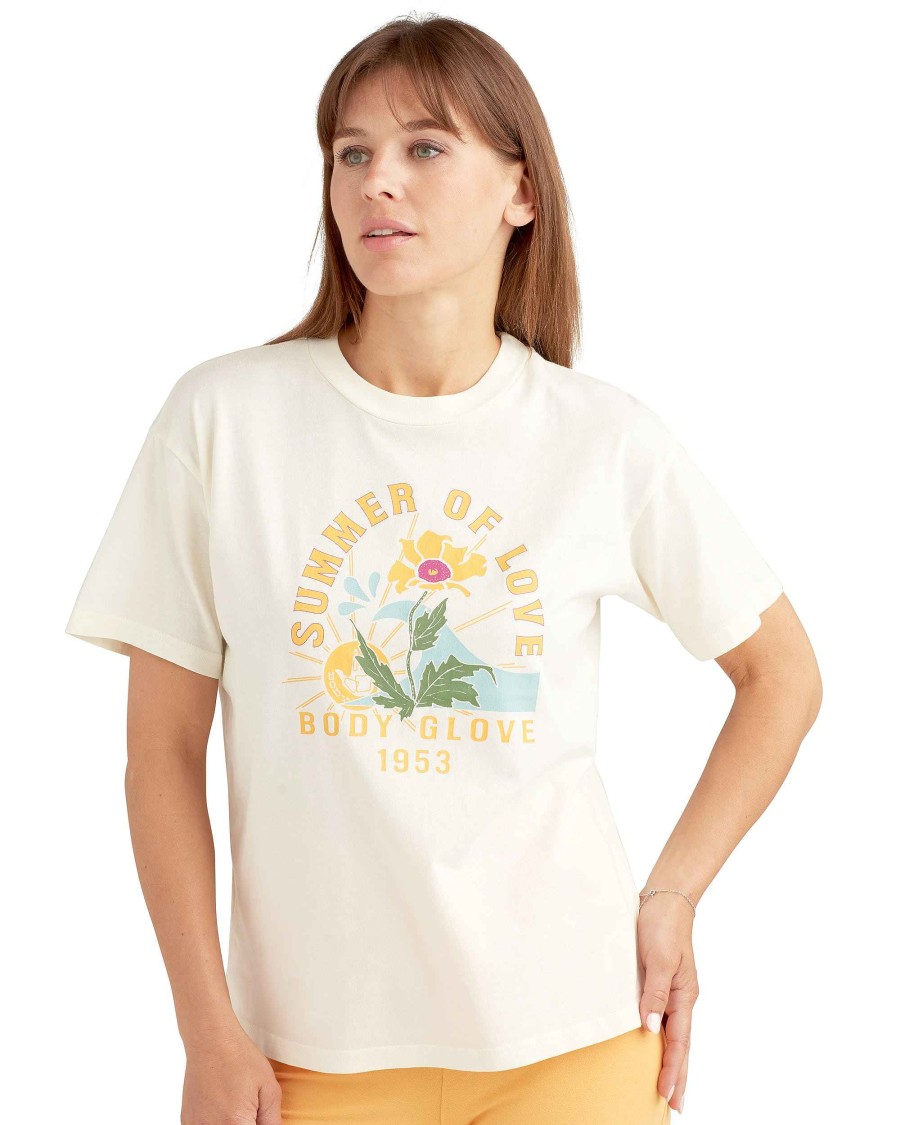 Women Jerry Leigh Tops | Summer Of Love T-Shirt Cream