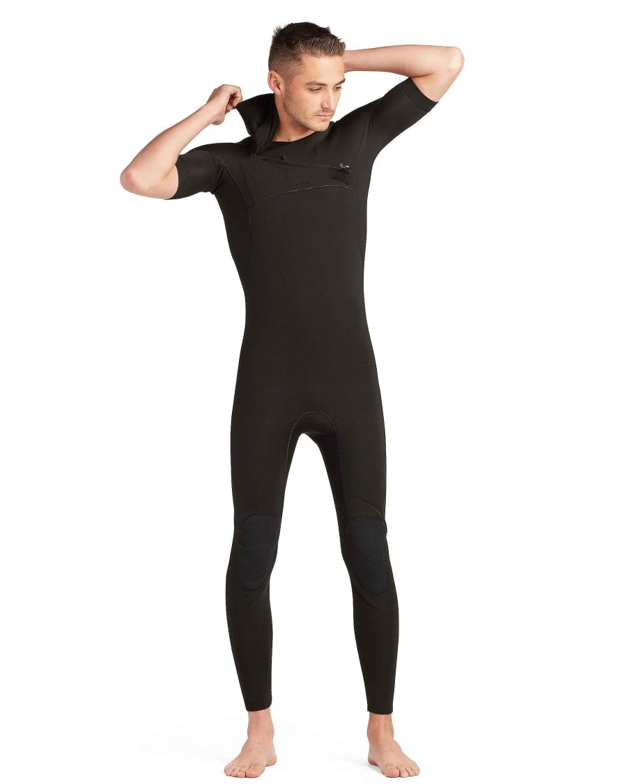 Men SDI Wetsuits | Men'S Variant 2/2Mm Short Arm Chest-Zip Fullsuit Black