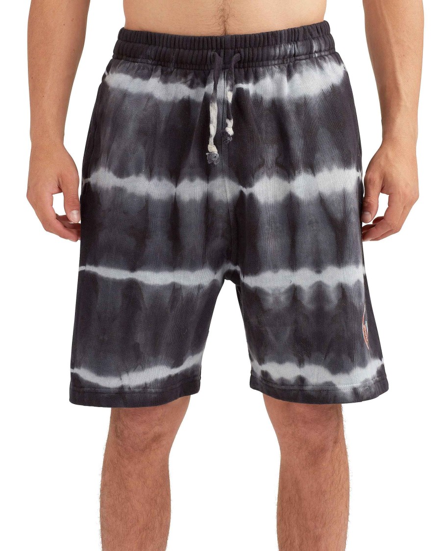 Men Jerry Leigh Shorts | The Jogger Tie-Dyed Fleece Shorts - Black Tie Dye Black/White